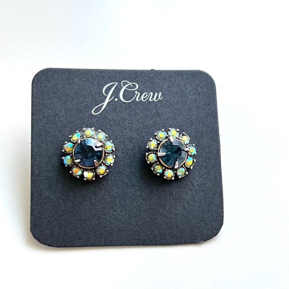 J. Crew Crystal Rhinestone Sapphire Stud Earrings - Picture 2 of 5